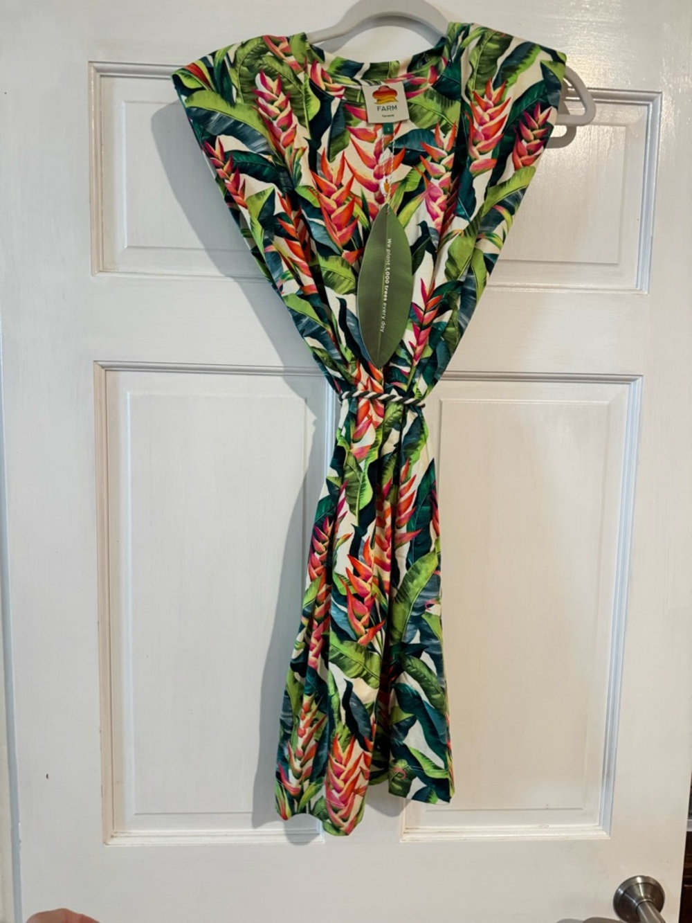 FARM Rio Tropical Floral Dress in Green, Pink and Teal - Picture 3 of 7
